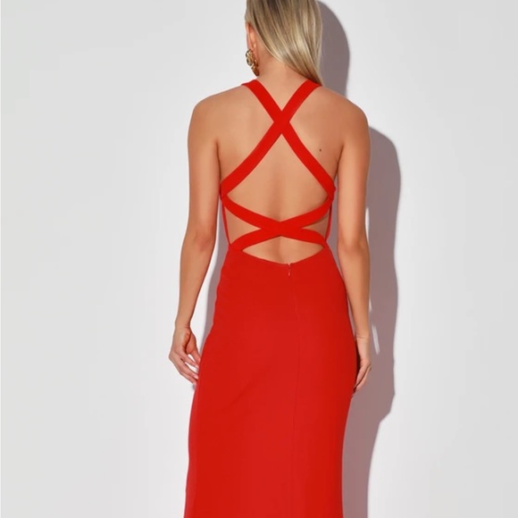 Red Lulus Backless Dress, Size M - Picture 3 of 4